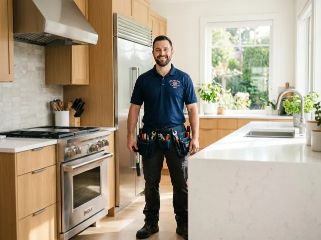 Appliance Repair Hero technician in a Beltsville, MD kitchen after an appliance repair